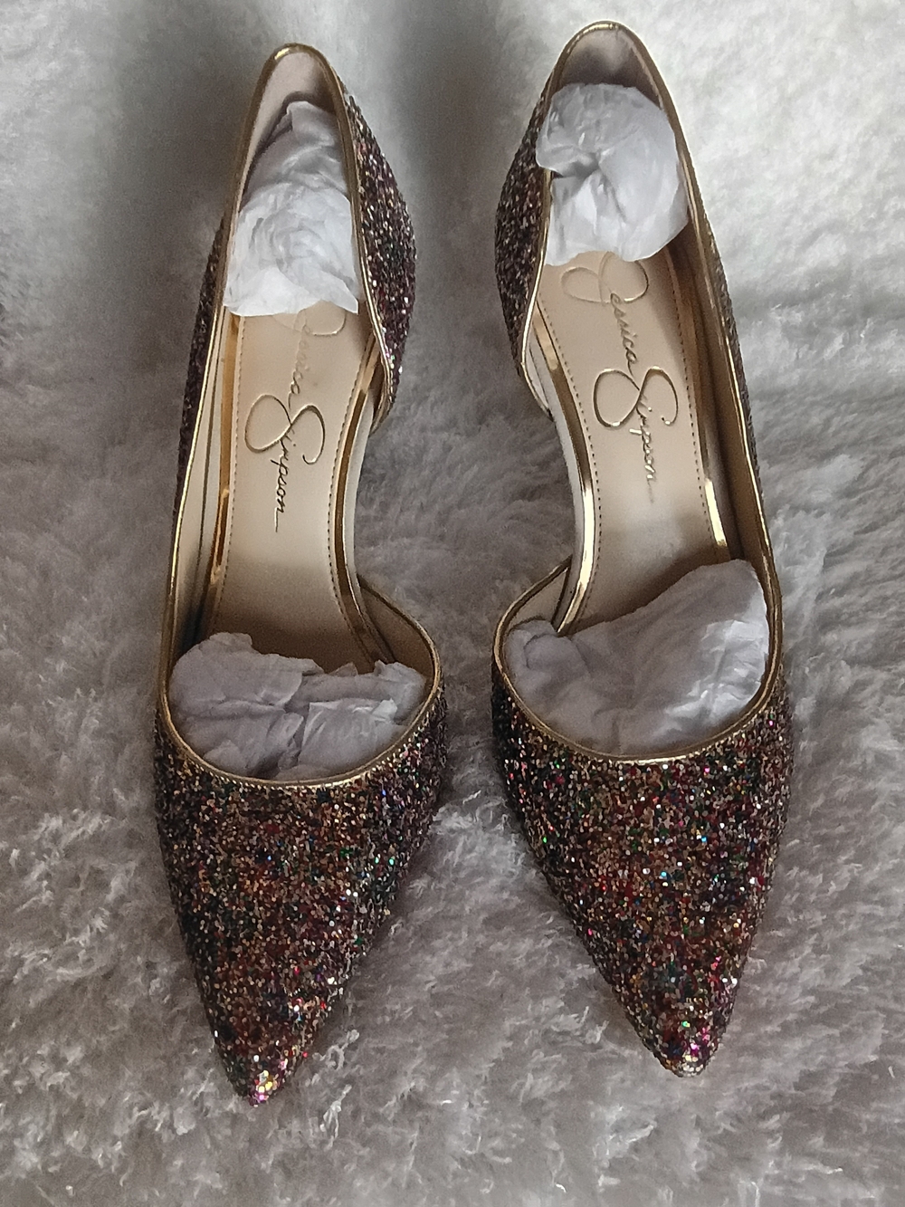 Jessica Simpson Claudete2 Rainbow Glitter Pumps Heels Size 8 NIB